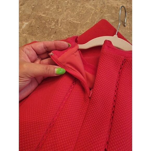 Carlisle Collection berry red waffle texture A-Line dress - Picture 13 of 14